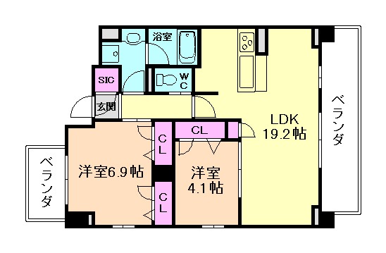 箕面市船場東のマンションの間取り