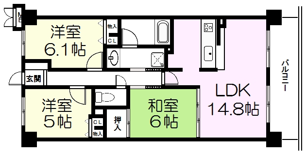 シャルマンコーポ大津のぞみが丘の間取り