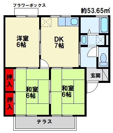 グリーンゲイブルズ B棟の間取り