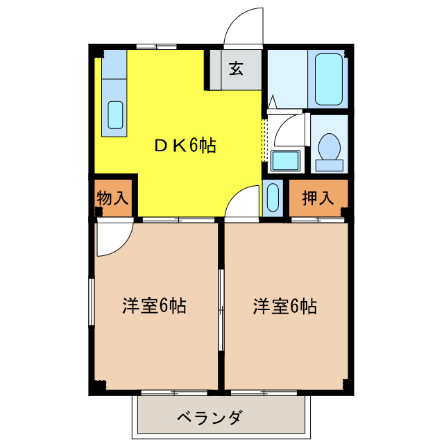 関市肥田瀬のアパートの間取り