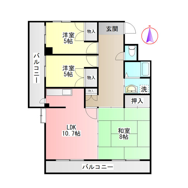 一宮市今伊勢町宮後のマンションの間取り