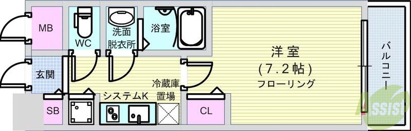 クラウンハイム北心斎橋フラワーコートの間取り