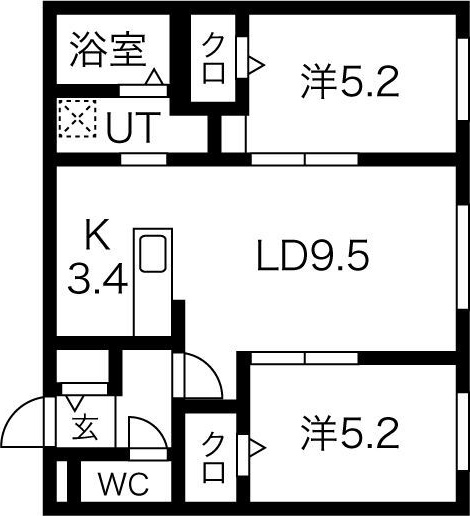 札幌市中央区北十三条西のマンションの間取り