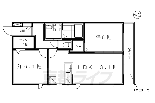 京都市南区吉祥院高畑町のマンションの間取り