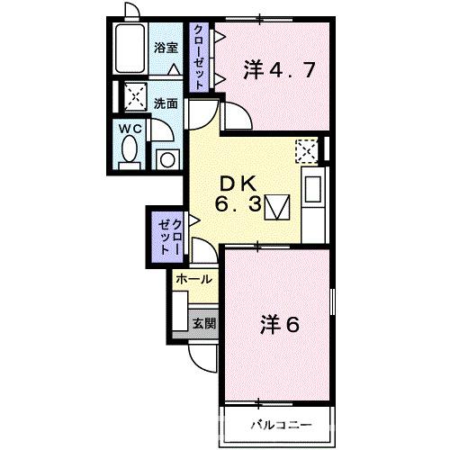 善通寺市中村町のアパートの間取り