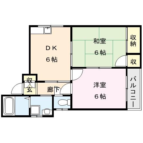 大阪市生野区中川東のマンションの間取り