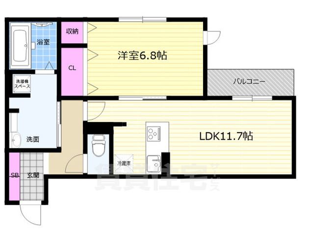 京都市右京区西京極堤町のアパートの間取り