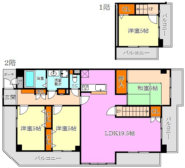 神戸市垂水区塩屋北町のアパートの間取り