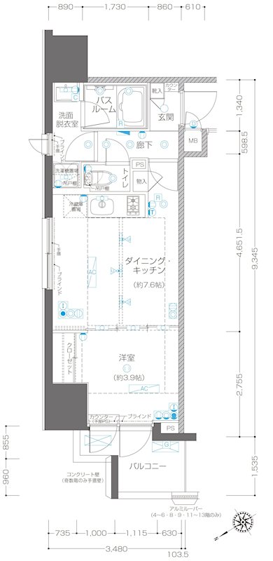 川崎市川崎区東田町のマンションの間取り