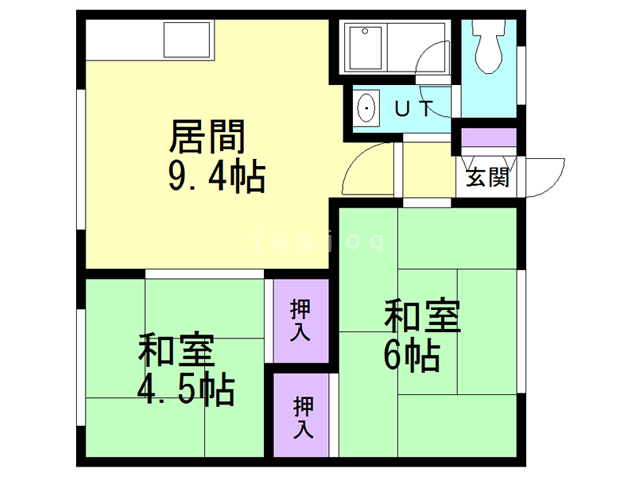 函館市田家町のアパートの間取り