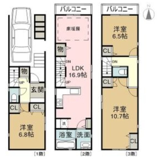 大喜新町3丁目貸家の間取り写真