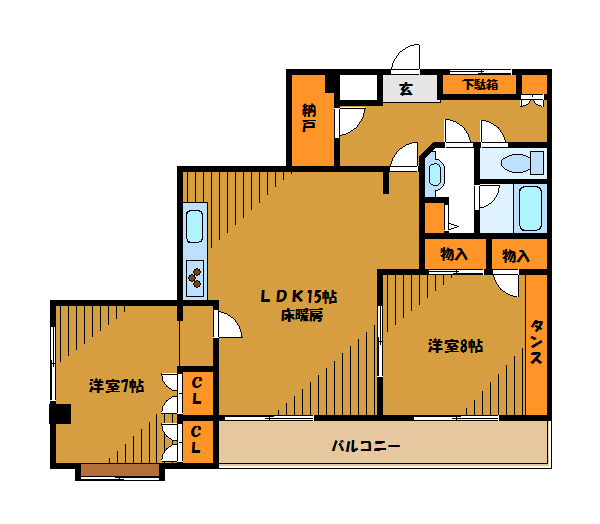 小平市学園東町のマンションの間取り