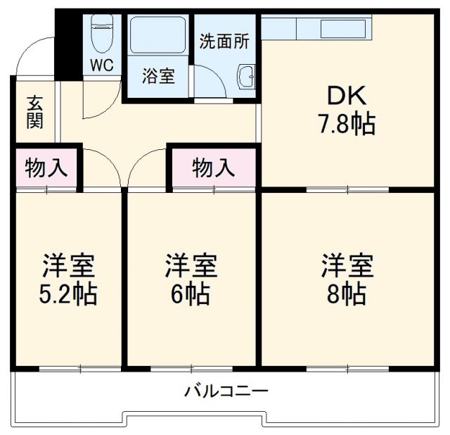 静岡市駿河区稲川のマンションの間取り