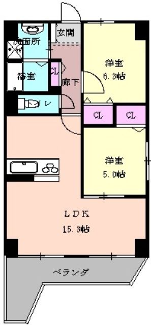 名古屋市千種区姫池通のマンションの間取り