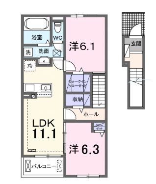 糟屋郡篠栗町大字和田のアパートの間取り