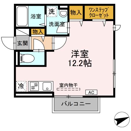 米子市旗ヶ崎のアパートの間取り