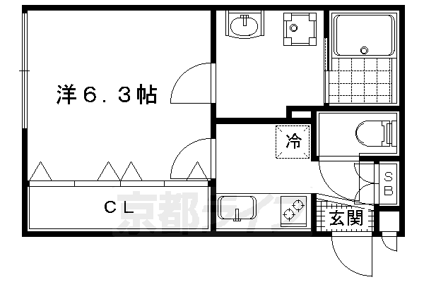 京都市中京区西ノ京南原町のマンションの間取り