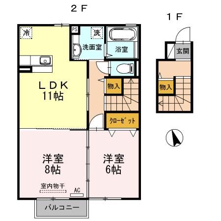 高岡市石瀬のアパートの間取り