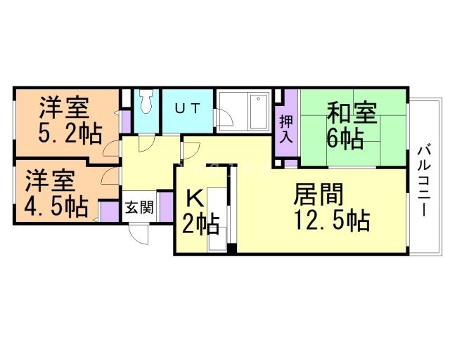 札幌市中央区南二十五条西のマンションの間取り