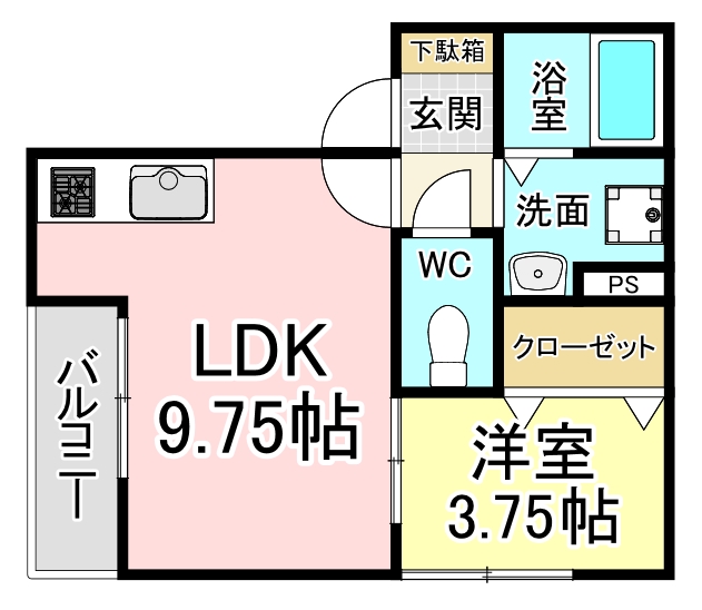 北九州市八幡西区熊西のアパートの間取り