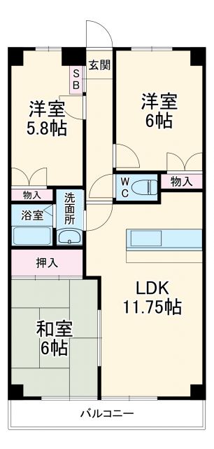 さいたま市北区日進町のマンションの間取り