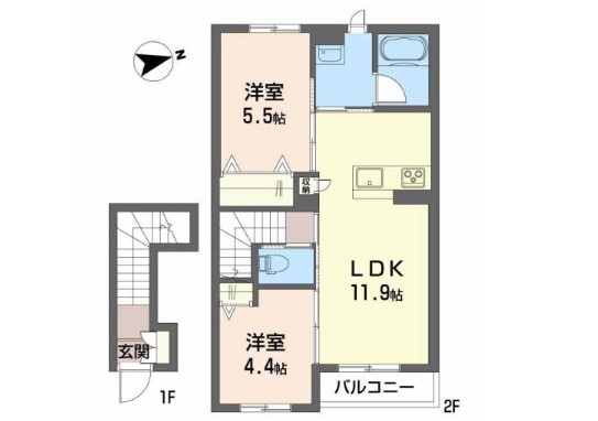 加西市中野町のアパートの間取り