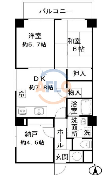 大阪市西区北堀江のマンションの間取り