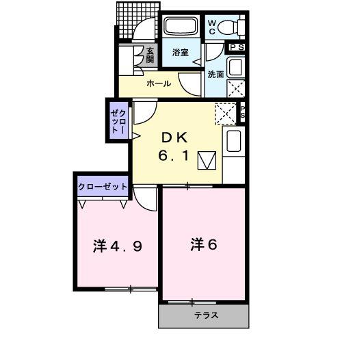 菊池市広瀬のアパートの間取り