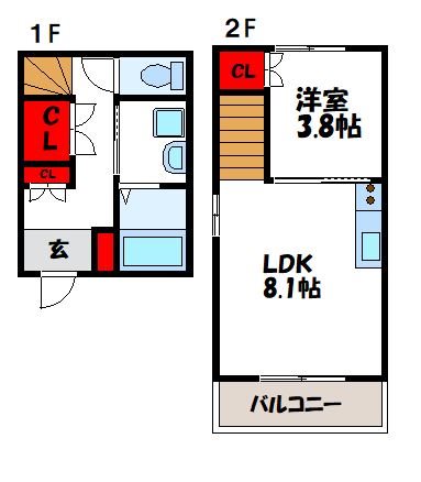 糟屋郡新宮町緑ケ浜のアパートの間取り