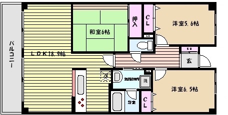 神戸市東灘区御影郡家のマンションの間取り