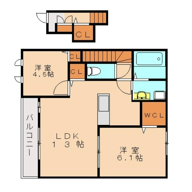 福岡市東区土井のアパートの間取り