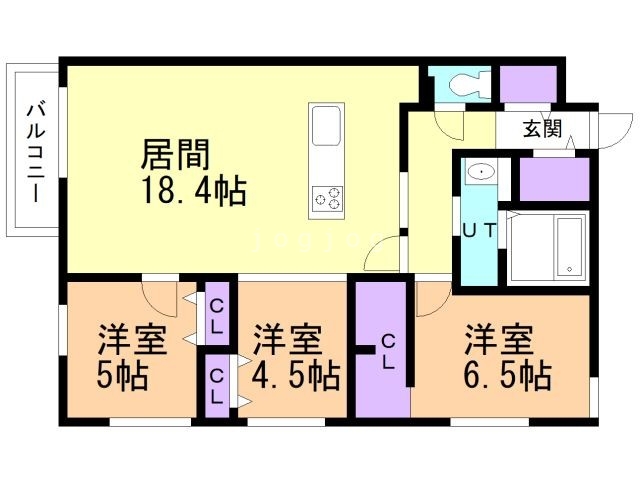 札幌市中央区南十条西のマンションの間取り