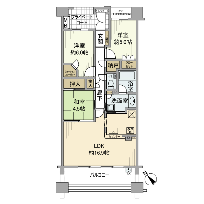 プラウド元住吉の間取り