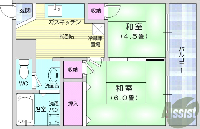 仙台市青葉区木町通のマンションの間取り