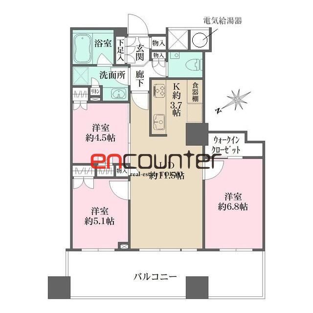 新宿区西新宿のマンションの間取り