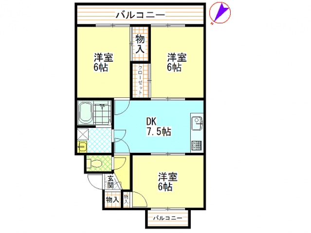 広島市安佐南区高取北のマンションの間取り