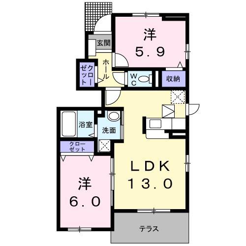 山口市糸米のアパートの間取り