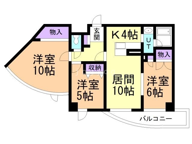 札幌市豊平区豊平四条のマンションの間取り