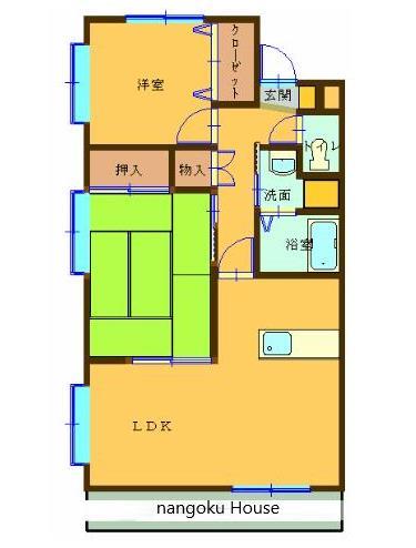 鹿児島市東谷山のマンションの間取り