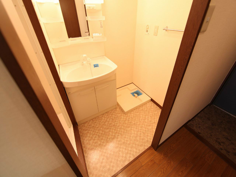 洗面設備　脱衣所　独立洗面台（シャンプードレッサー付）室内洗濯機置き場