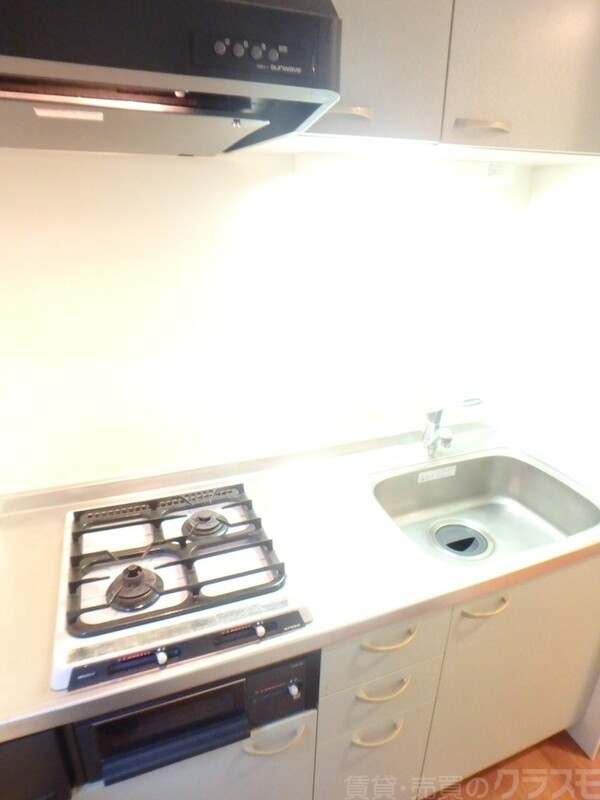 キッチン　ガスコンロ２口のシステムキッチンです♪