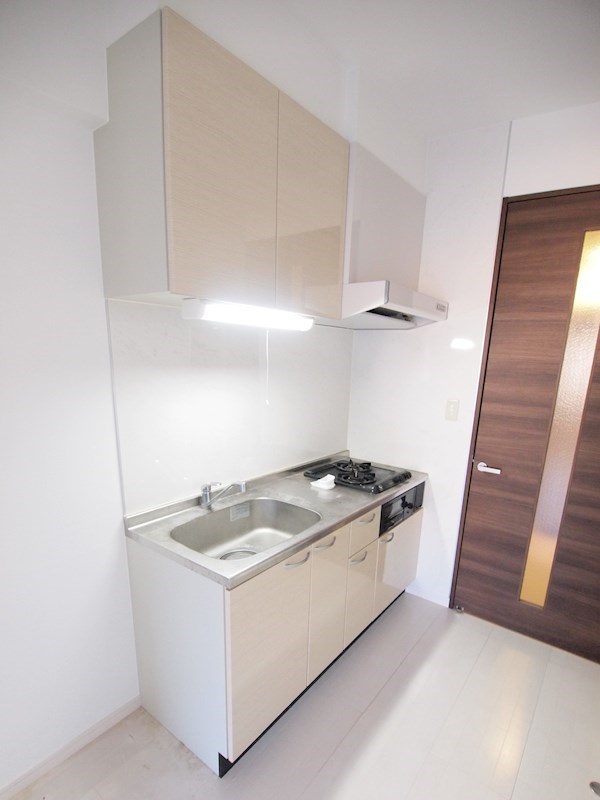 キッチン　大きめのシンク。２口ガスコンロ。グリル付き。