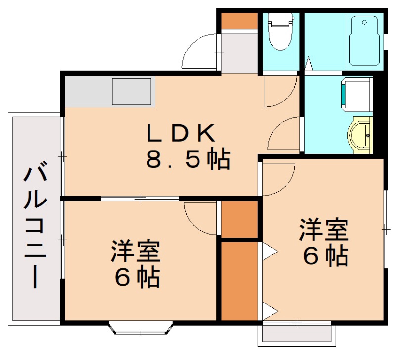 ＪＲ鹿児島本線 福工大前駅 徒歩17分 2階建 築30年の間取り写真