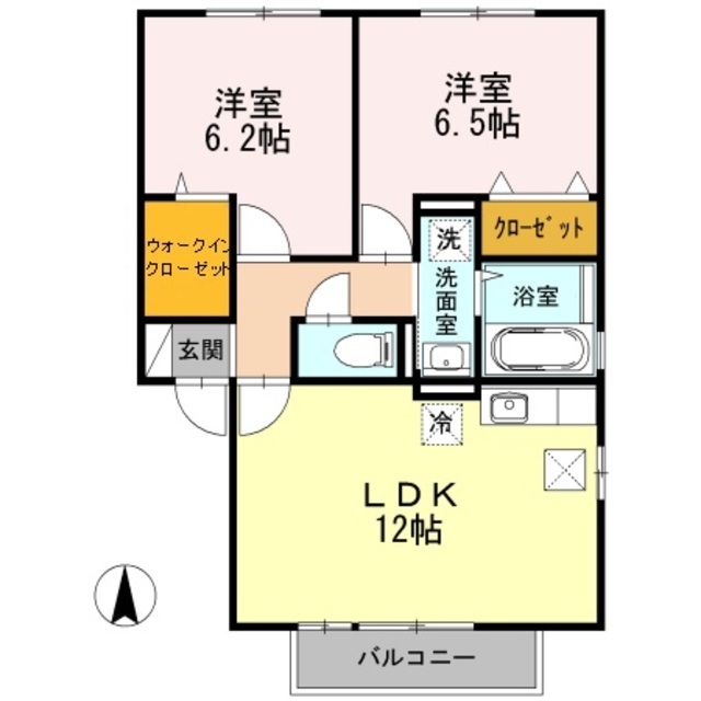ＪＲ片町線 寝屋川公園駅 徒歩6分 2階建 築19年の間取り写真