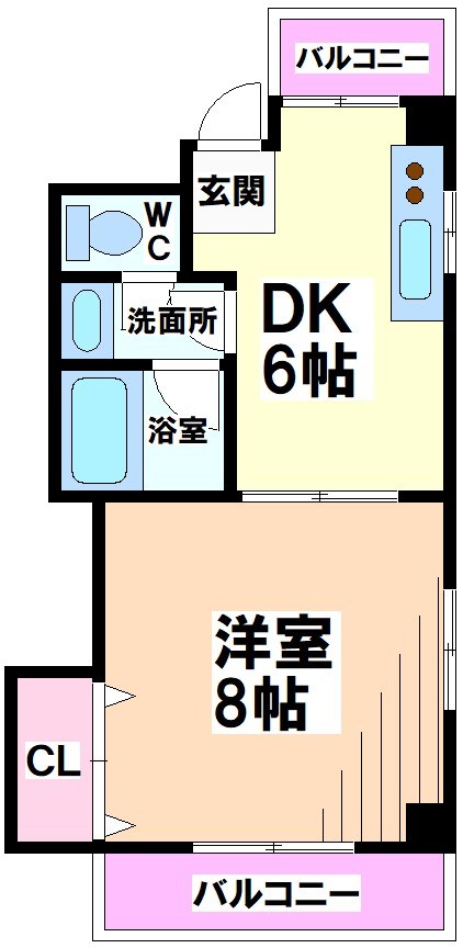 京王新線 幡ケ谷駅 徒歩9分 4階建 築41年の間取り写真