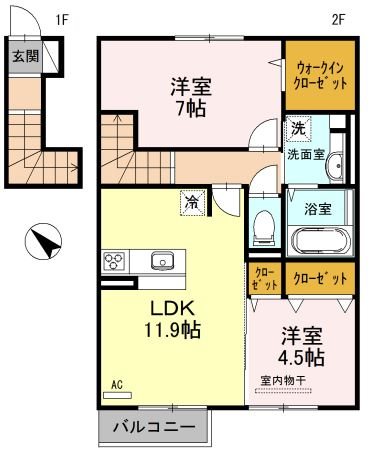 ＪＲ東海道本線 篠原駅 バス乗車時間：16分 最寄りバス停で下車 徒歩2分 2階建 築10年の間取り写真