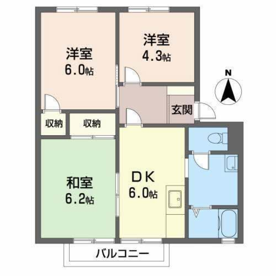 松山市別府町のアパートの間取り