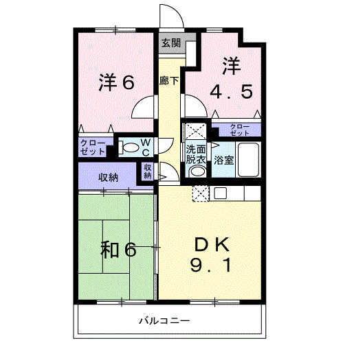 南足柄市岩原のアパートの間取り