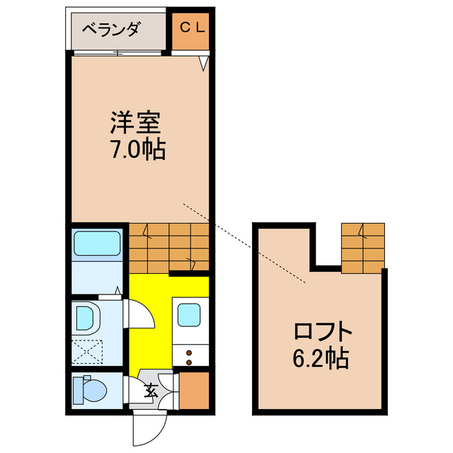 諫早市西栄田町のアパートの間取り