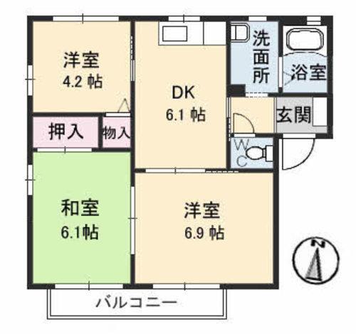 【サリーレ太陽II　　Ａ棟の間取り】